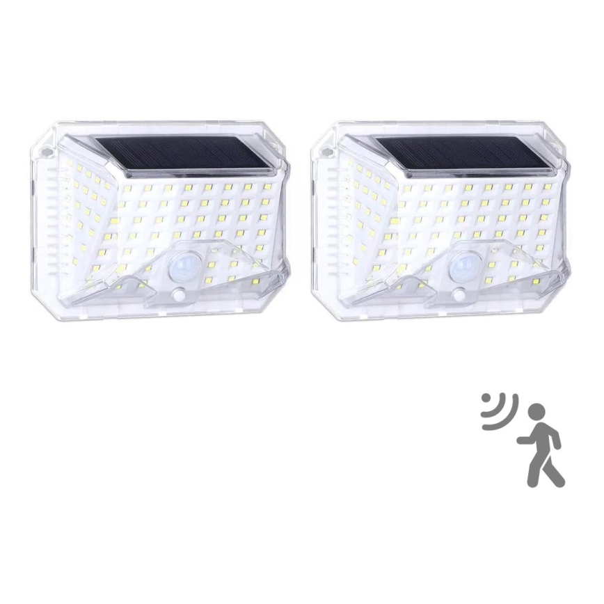 SET 2 x aplică LED solară cu senzor Aigostar LED/1,48W/5V 6500K IP65