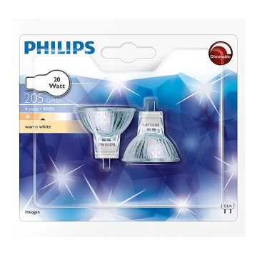 SET 2x bec industrial Philips HALOGEN GU4/20W/12V 3000K