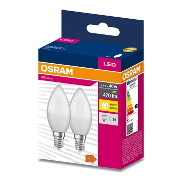 SET 2x bec LED B35 E14/4,9W/230V 3000K Osram