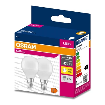 SET 2x bec LED B45 E14/4,9W/230V 3000K Osram