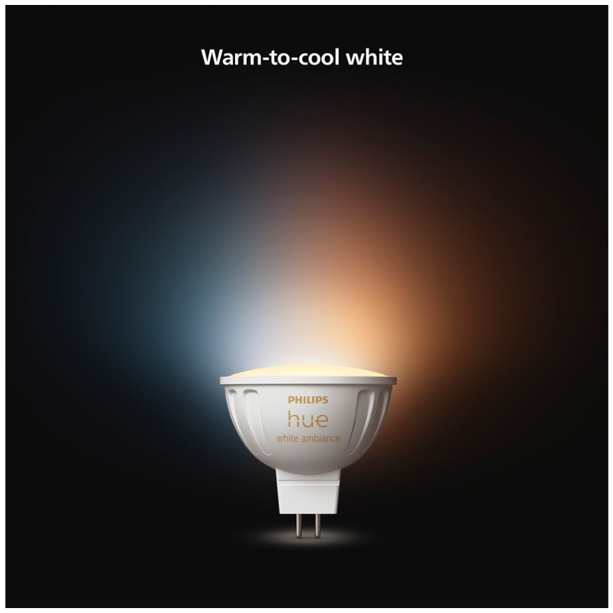 SET 2x bec LED dimabil Philips Hue White Ambiance GU5,3/MR16/5,1W/12V 2200-6500K