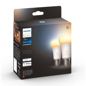 SET 2x bec LED dimabil Philips Hue WHITE AMBIANCE E27/8W/230V 2200-6500K