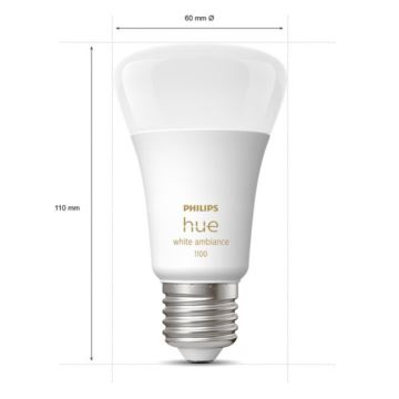 SET 2x bec LED dimabil Philips Hue WHITE AMBIANCE E27/8W/230V 2200-6500K