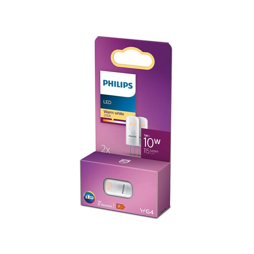 SET 2x bec LED Philips G4/1W/12V 2700K