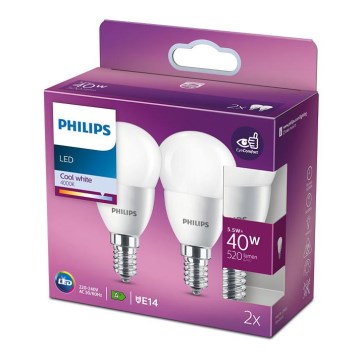 SET 2x bec LED Philips P45 E14/5,5W/230V 4000K