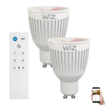 SET 2x bec LED RGBW dimabil GU10/6,5W/230V 2200-6500K Wi-Fi WiZ + telecomandă