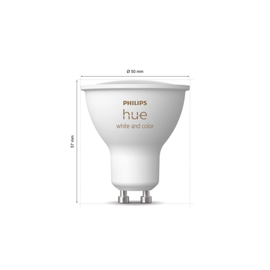 SET 2x bec LED RGBW dimabil Philips Hue WHITE AND COLOR AMBIANCE GU10/4,2W/230V 2000-6500K