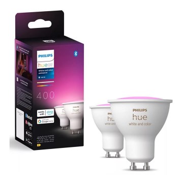 SET 2x bec LED RGBW dimabil Philips Hue WHITE AND COLOR AMBIANCE GU10/4,2W/230V 2000-6500K