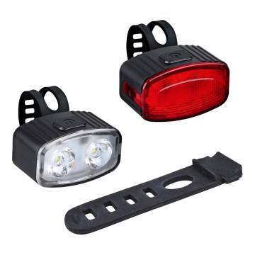 SET 2x lanternă LED reîncărcabilă dimabilă pentru bicicletă 350mAh IP44 roșu/alb