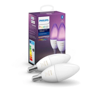 SET 2x LED BEc dimmabil Philips Hue WHITE AND COLOR AMBIANCE B39 E14/5,3W/230V 2200K - 6500K