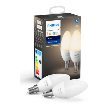 SET 2x LED Bec dimmabil Philips Hue WHITE E14/5,5W/230V 2700K