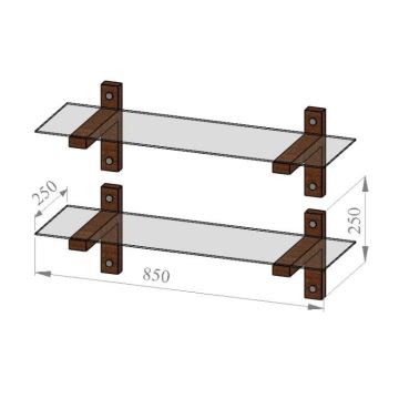 SET 2x raft de perete 25x85 cm pin/transparent