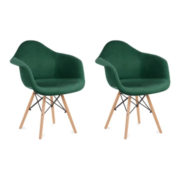 SET 2x scaun de sufragerie NEREA 80x60,5 cm verde/fag
