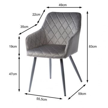 SET 2x scaun de sufragerie RICO gri