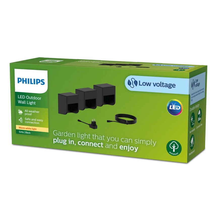 SET 3x aplică LED de exterior Philips GRITS LED/1,5W/24/230V IP44