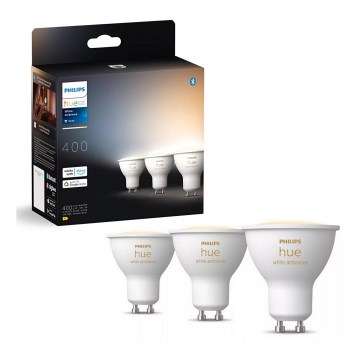 SET 3x bec LED dimabil Philips Hue WHITE AMBIANCE GU10/4,2W/230V 2200-6500K