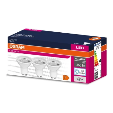 SET 3x bec LED Osram PAR16 GU10/4,5W/230V 6500K 120°