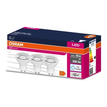 SET 3x bec LED Osram PAR16 GU10/4,5W/230V 6500K 36°