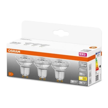 SET 3x bec LED PAR16 GU10/2,6W/230V 2700K Osram