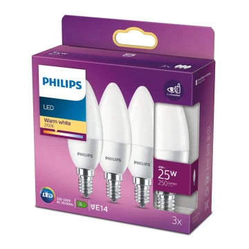 SET 3x bec LED Philips B35 E14/4W/230V 2700K