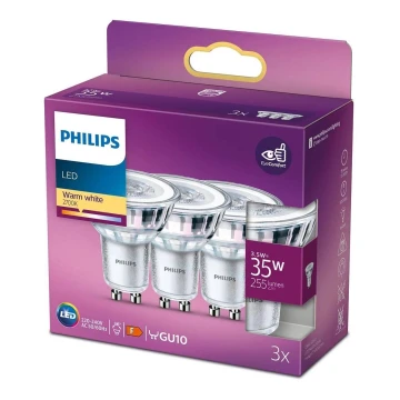 SET 3x bec LED Philips GU10/3,5W/230V 2700K