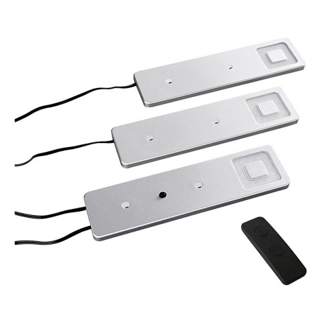 SET 3x corp de iluminat LED dimabil pentru corpuri de bucătărie CORTINA LED/2,4W/230V + telecomandă