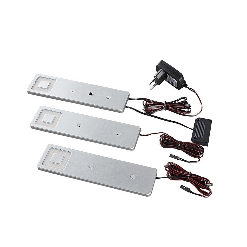 SET 3x corp de iluminat LED dimabil pentru corpuri de bucătărie CORTINA LED/2,4W/230V + telecomandă