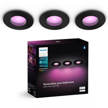 SET 3x corp de iluminat LED RGBW dimabil încastrat pentru baie Philips Hue XAMENTO 1xGU10/4,2W/230V 2000-6500K IP44