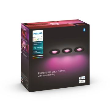 SET 3x corp de iluminat LED RGBW încastrat dimabil pentru baie Hue XAMENTO 1xGU10/5,7W/230V 2200-6500K IP44 Philips