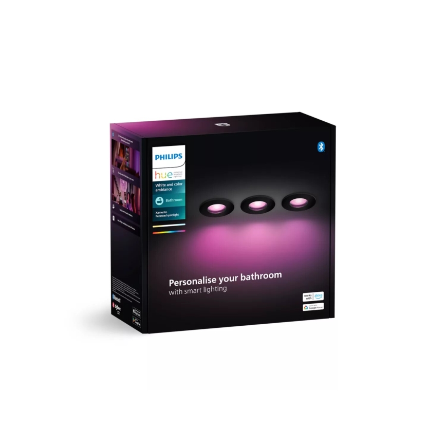 SET 3x corp de iluminat LED RGBW dimabil încastrat pentru baie Philips Hue XAMENTO 1xGU10/4,2W/230V 2000-6500K IP44