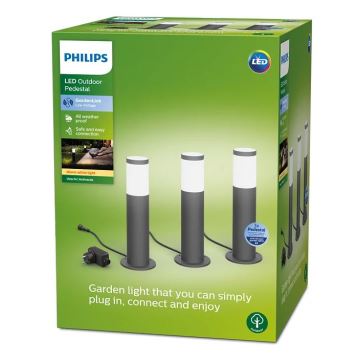 SET 3x lampă LED de exterior GARDENLINK LED/24W/230V 2700K IP44 Philips