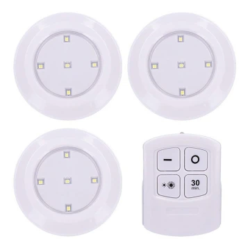 SET 3x Lampă LED dimmabilă cu telecomandă LED/3xAAA