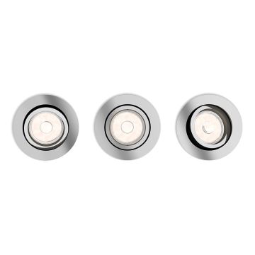 Philips 50393/11/PN - SET 3x Lampa incastrata DONEGAL 3xGU10/5,5W/230V