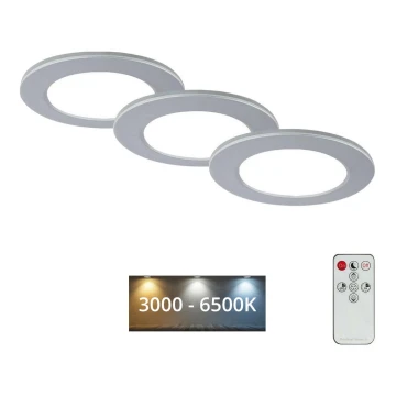 SET 3x plafonieră LED încastrată dimabilă pentru baie LED/4,8W/230V 3000-6500K IP44 Briloner + telecomandă