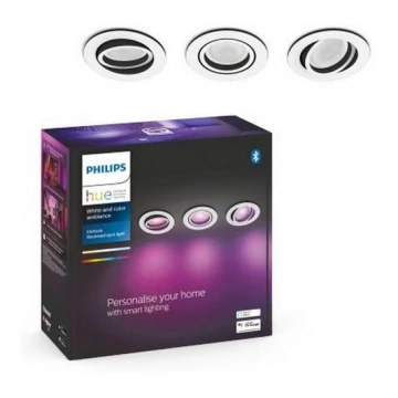 SET 3x plafonieră LED RGB încastrată dimabilă Hue CENTURA 1xGU10/5,7W/230V 2000-6500K Philips