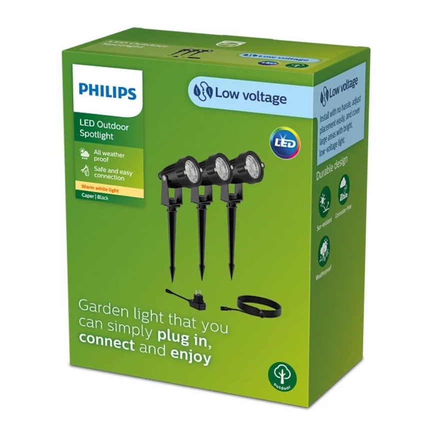 SET 3x spot LED de exterior Philips CASPER LED/1,5W/24/230V IP44