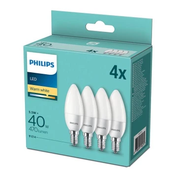 SET 4x bec LED Philips E14/5,5W/230V 2700K