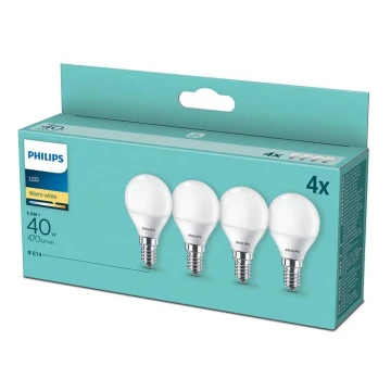 SET 4x bec LED Philips P45 E14/5,5W/230V 2700K