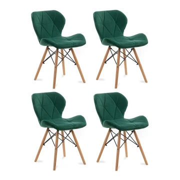 SET 4x scaun de sufragerie TRIGO 74x48 cm verde deschis/fag