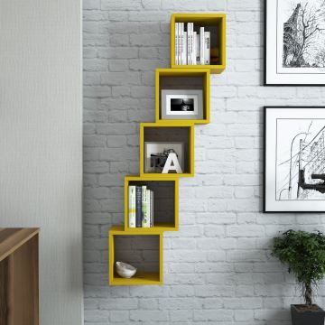 SET 5x etajeră de perete BOX galbenă