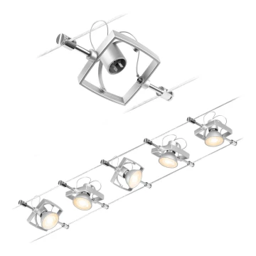 SET 5x lustră pe cablu Paulmann 94430 GU5,3/10W MAC 230V crom mat