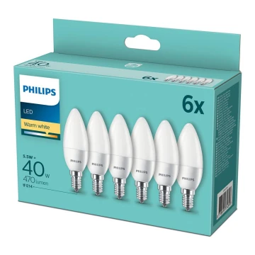 SET 6x Bec LED Philips E14/5,5W/230V 2700K