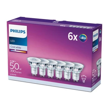 SET 6x bec LED Philips GU10/4,6W/230V 4000K