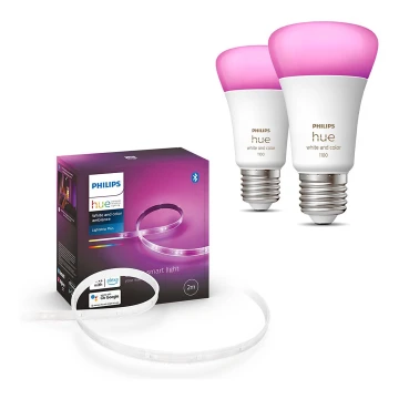 SET bandă LED RGBW dimabilă Philips Hue WHITE AND COLOR AMBIANCE 2m LED/20W/230V + 2x bec LED dimabil Philips A60 E27/9W/230V 2000-6500K