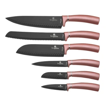 Set de cuțite din oțel inoxidabil 6 pcs roz-auriu/negru BerlingerHaus