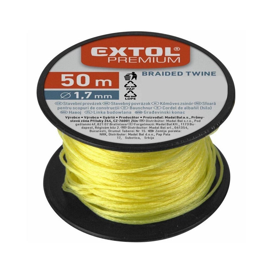 Sfoară pentru construcții 1,7mm x 50m galben Extol Premium