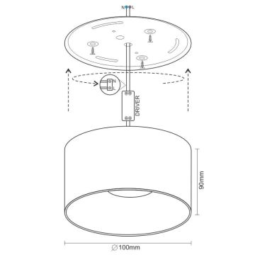 Spot LED/16W/230V 4000K d. 10 cm alb