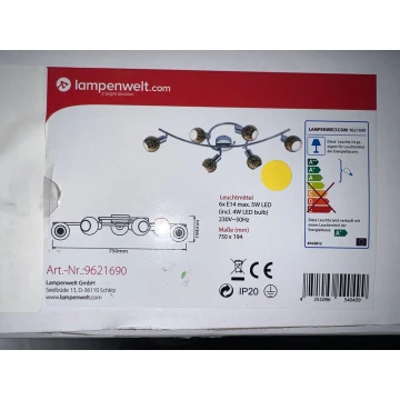 Spot LED 6xE14/4W/230V Lampenwelt