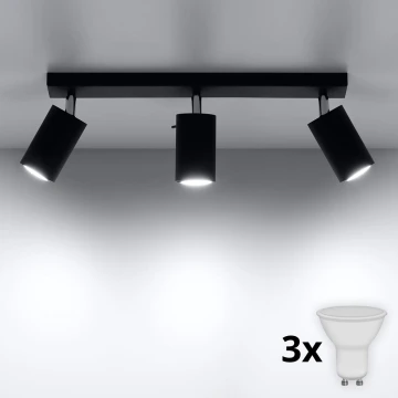 Spot LED ASMUS 3xGU10/7W/230V negru Brilagi