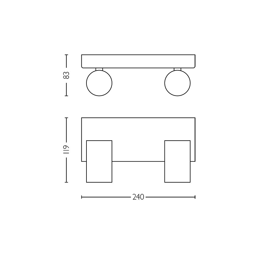 Spot pentru baie Philips IDRIS 2xGU10/5W/230V IP44 negru